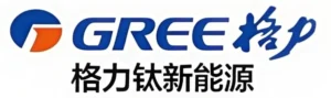 Logotipo da GREE Yinlong New Energy com azul marca GREE e nome da empresa chinesa, LTO lítio titanato bateria tecnologia marca
